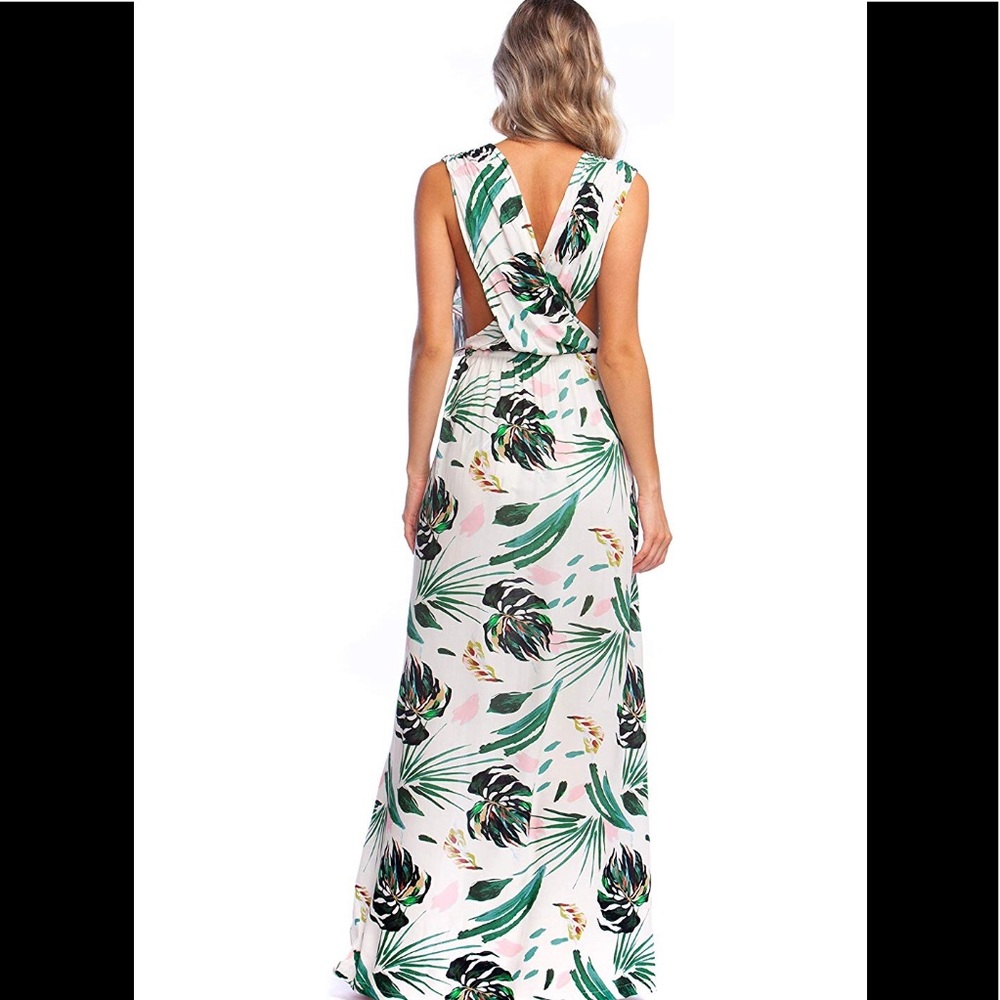 BCBGMAXAZRIA Plunge Maxi Crossback Dress Cover-up